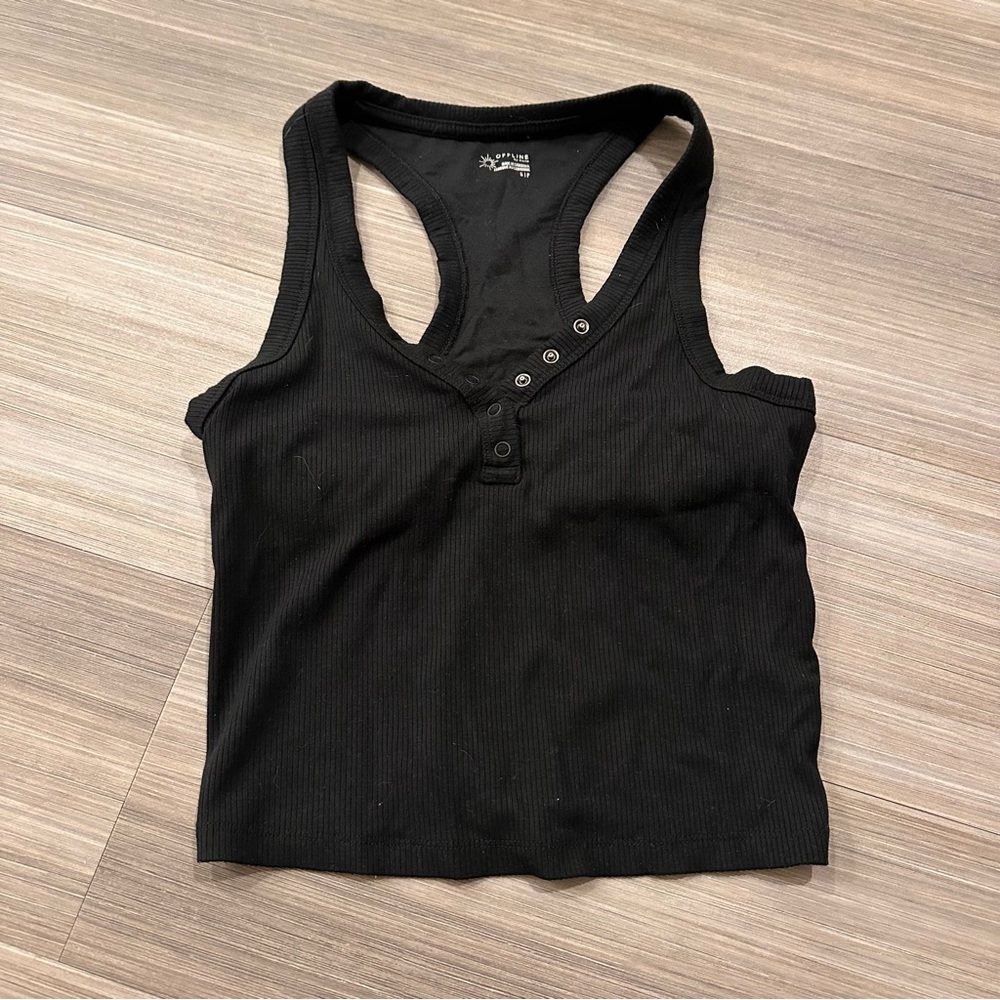 Aerie Black Ribbed Tank Top